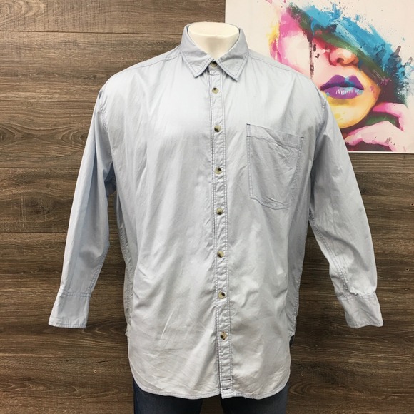 We The Free Tops - We The Free Button Down Shirt Relaxed Fit Long Sleeve Light‎ Blue L